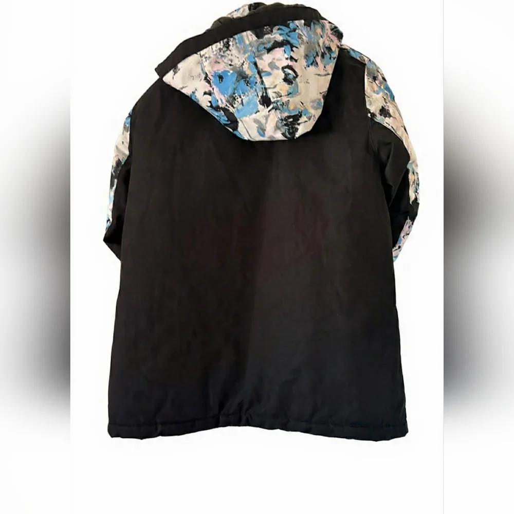 Swiss Tech Kids Winter Coat Black and Blue Abstract Design Zip Out Liner‎ Unisex